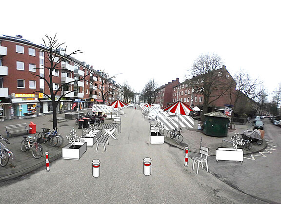 Visualisierung vom verkehrsberuhigten Stellinger Weg