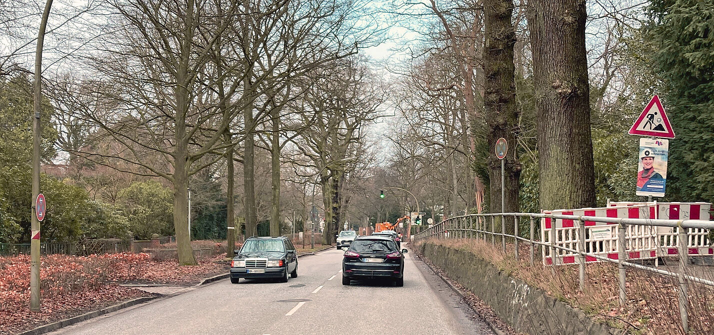 Die Reventlowstraße ist Teil des Radroutennetzes kein Platz für den Radverkehr in der Reventowstraße