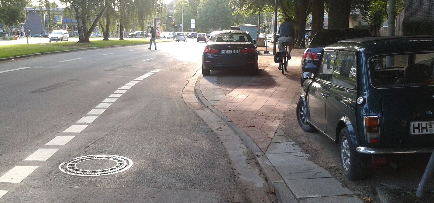 Wiesendamm, Aufleitung kurz vor der Saarlandstraße (Juli 2016)