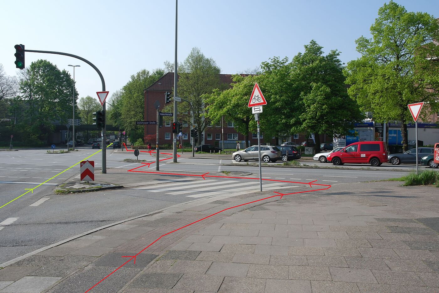 Zick-Zack-Radweg