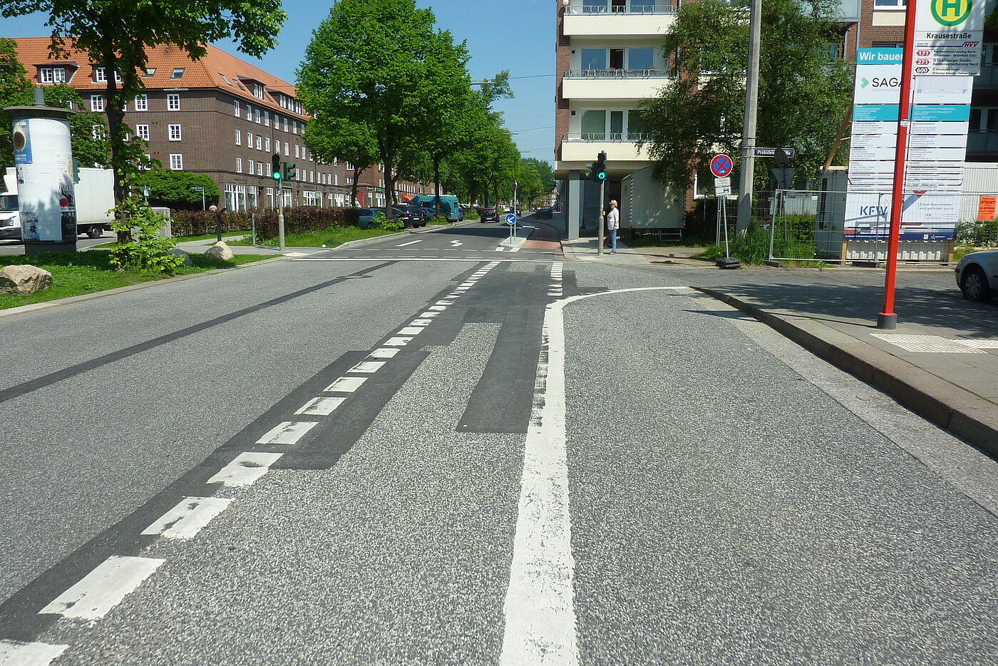 Straßburger Straße, Blick Richtung Fahrstreifenreduktion