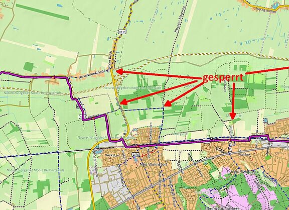 Kartenansicht der Sperrungen ab 08.2021