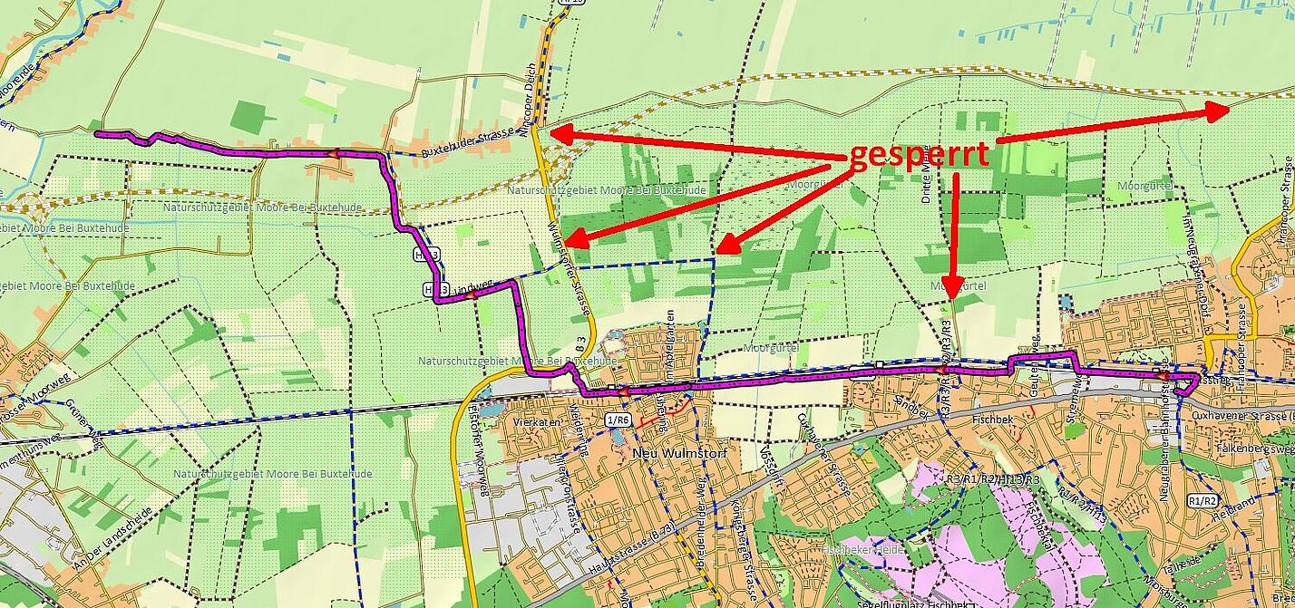 Kartenansicht der Sperrungen ab 08.2021