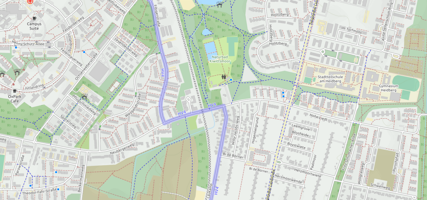 Veloroute 4 zwischen Laukamp und Fibigerstraße 