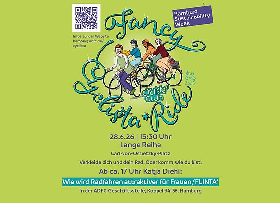 Share Pic zur Fahrraddemo unter dem Motto "Frauen aufs Rad" und anschließend Vortrag und Diskussion mit Katja Diehl unter dem Motto "Wie wird Radfahren attraktiver für Frauen/FLINTA*
