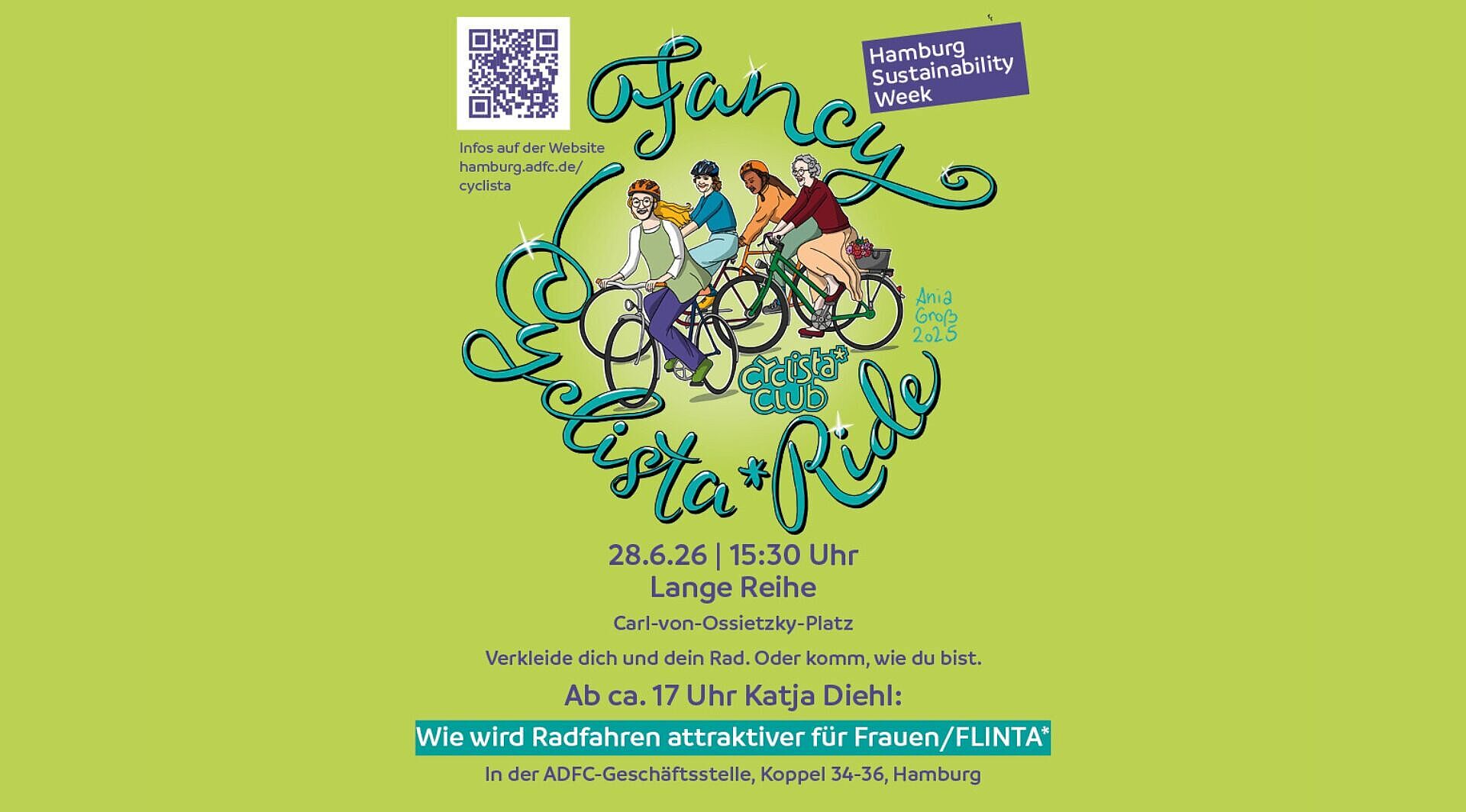 Share Pic zur Fahrraddemo unter dem Motto "Frauen aufs Rad" und anschließend Vortrag und Diskussion mit Katja Diehl unter dem Motto "Wie wird Radfahren attraktiver für Frauen/FLINTA*
