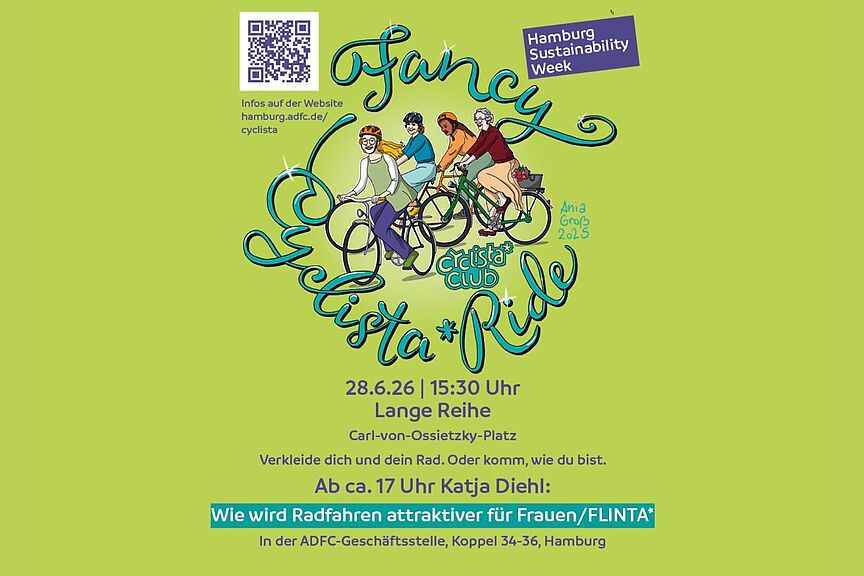 16:9_Fancy_CyclistaRide__c__Ania_Gross Share Pic zur Fahrraddemo unter dem Motto "Frauen aufs Rad" und anschließend Vortrag und Diskussion mit Katja Diehl unter dem Motto "Wie wird Radfahren attraktiver für Frauen/FLINTA*