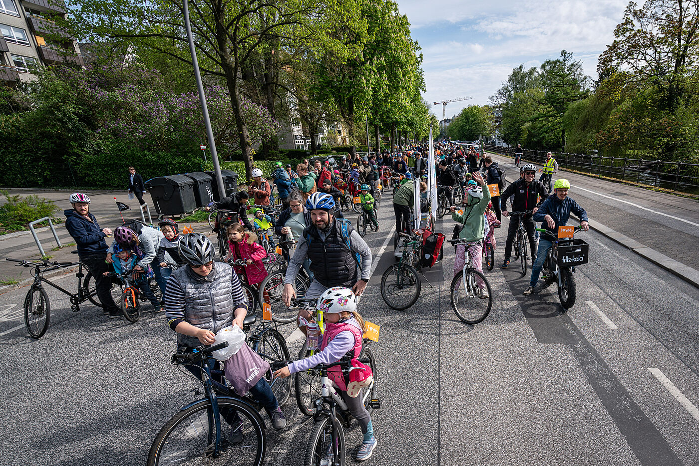 Kurze Pause auf der Strecke bei der Kidical Mass