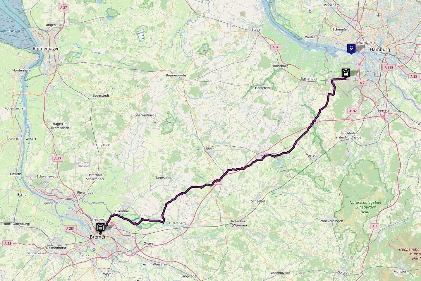 Städteverbindung Hamburg-Bremen - ADFC Hamburg