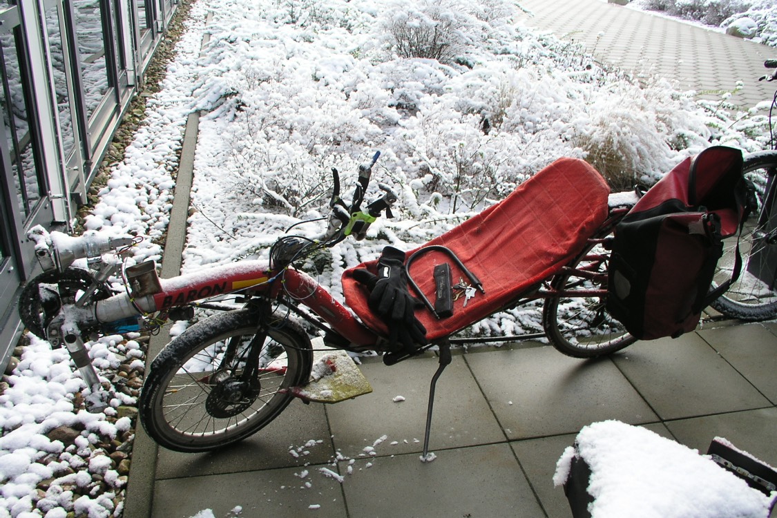 Liegerad im Schnee