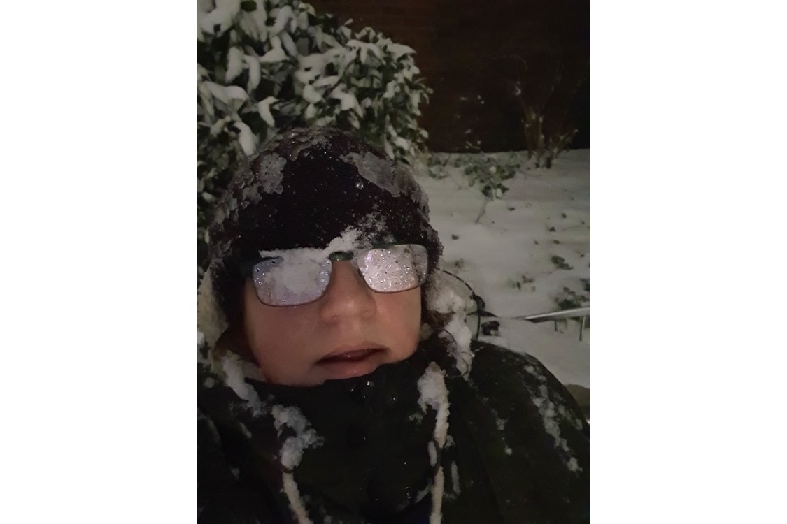 Schneefall mit Brille